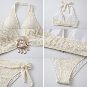 Shell Detail Halter Bikini Set WHD0606366-KA-P253-04