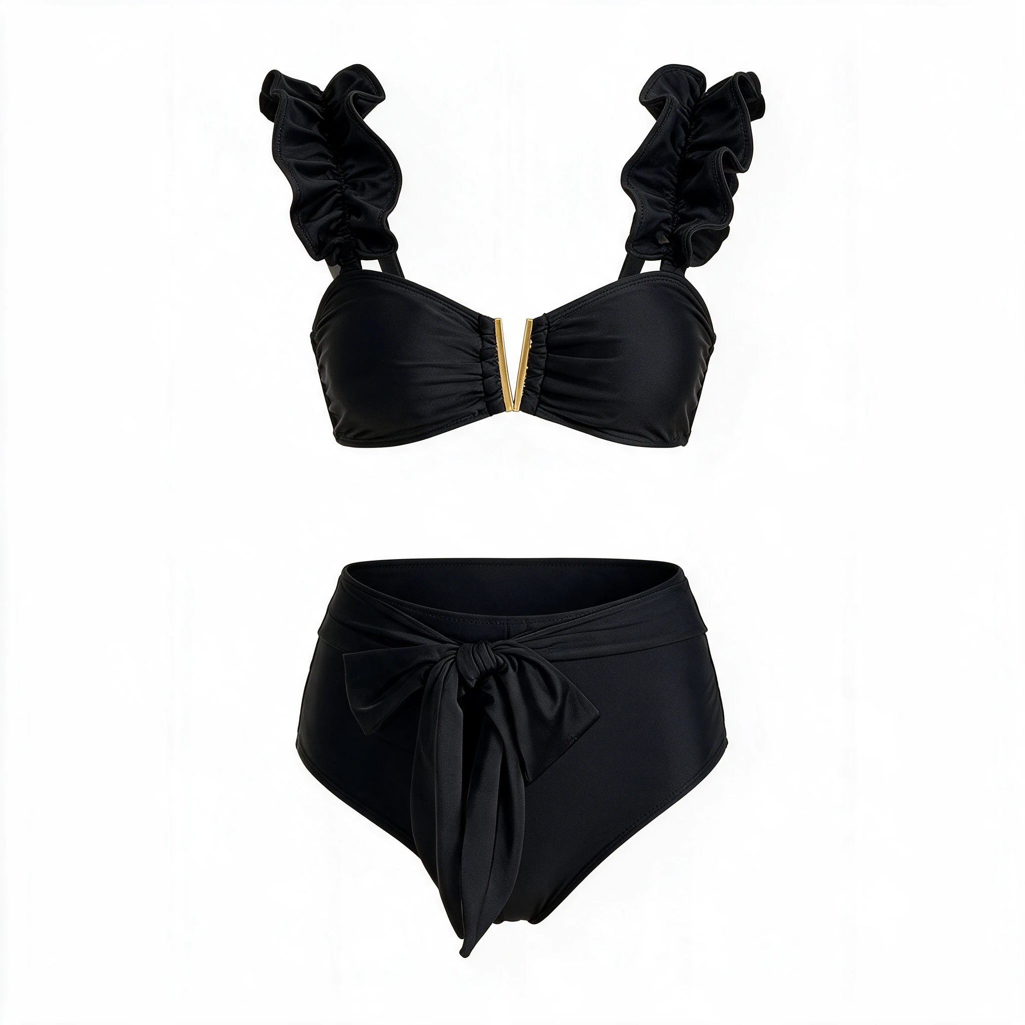 Black Ruffle Bikini Set WHD0606374-KA-P147-01