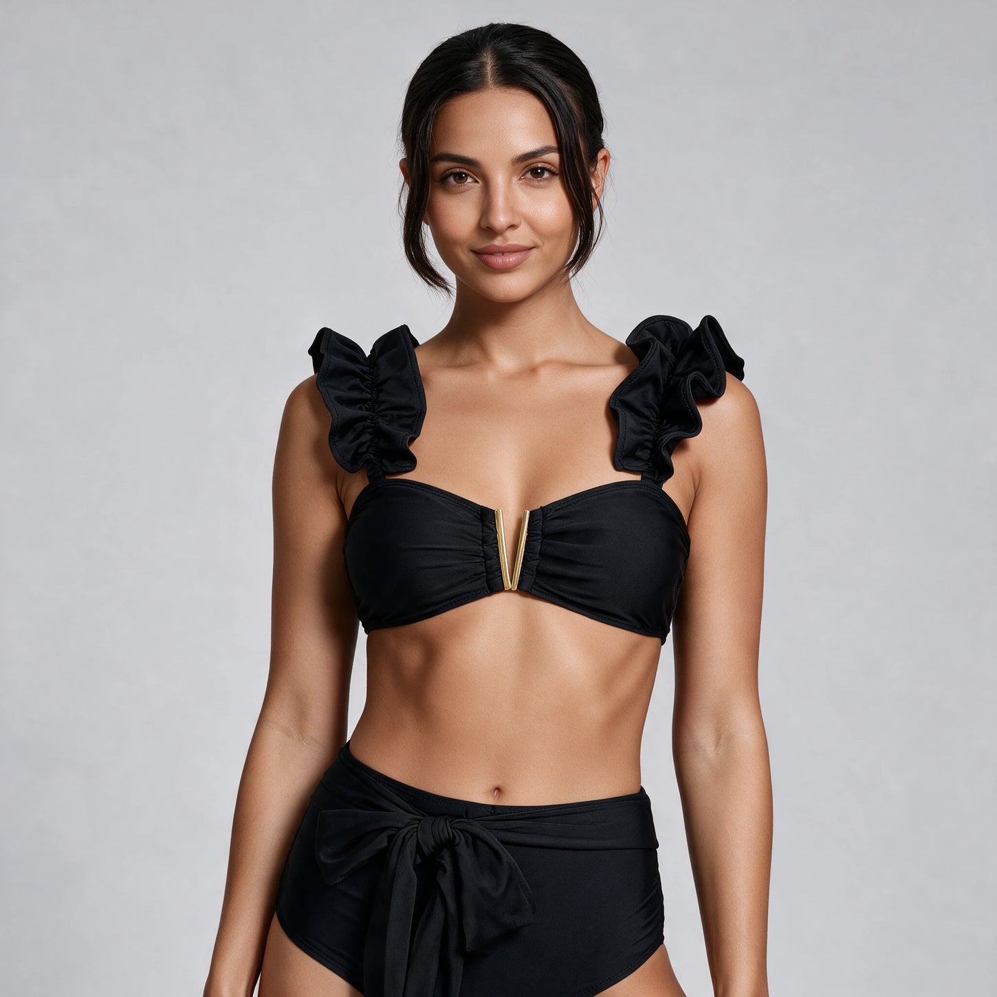 Black Ruffle Bikini Set WHD0606374-KA-P147-01