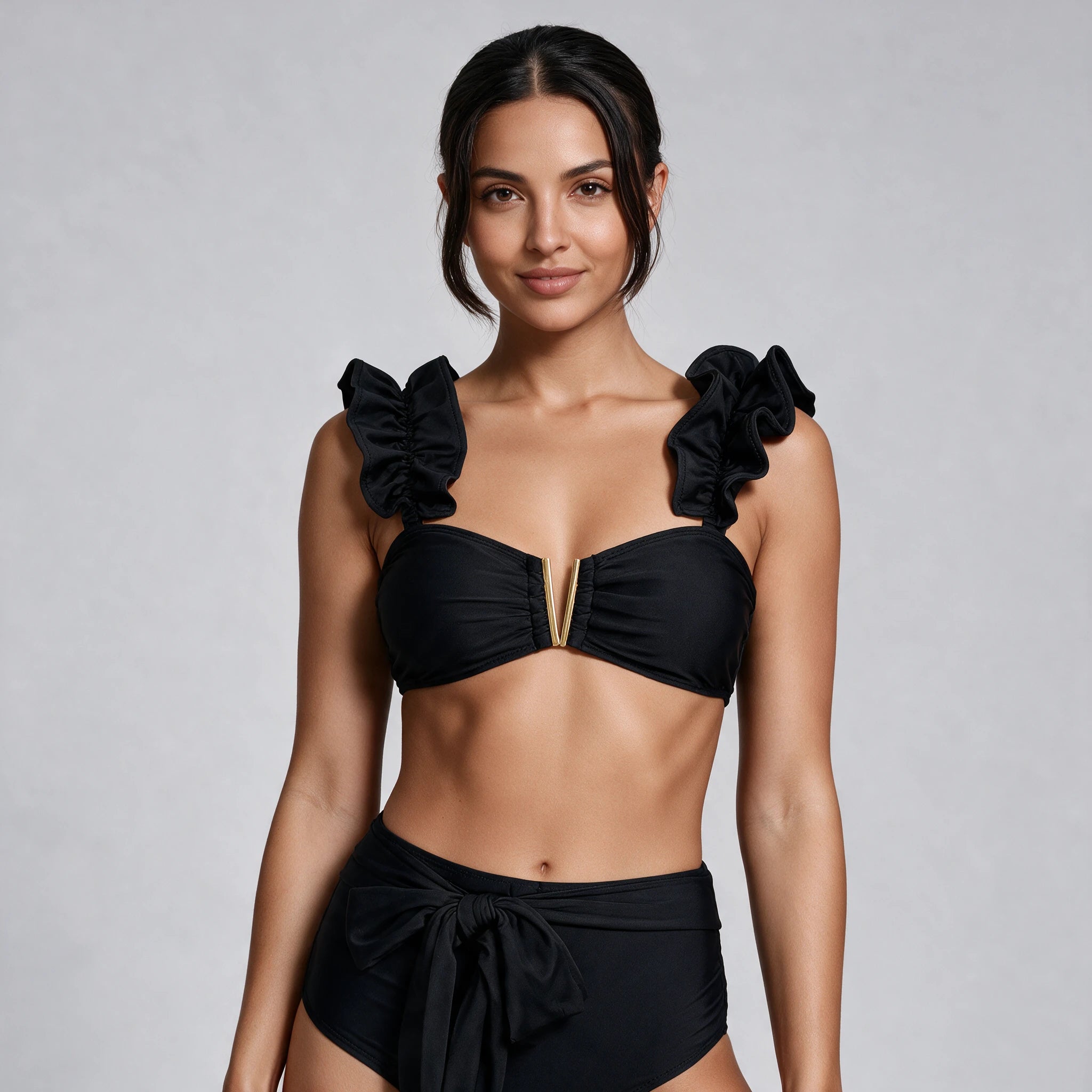 Black Ruffle Bikini Set WHD0606374-KA-P147-01