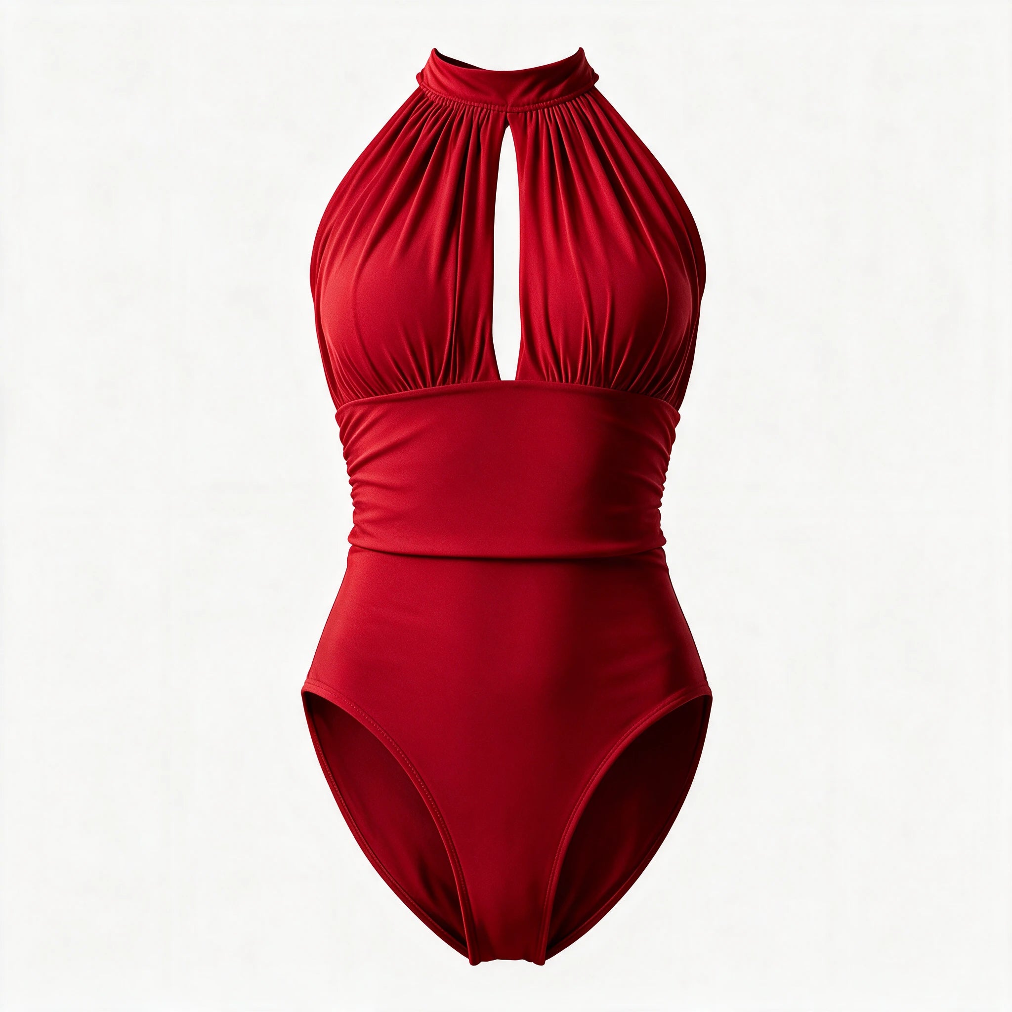 Red Keyhole Halter Swimsuit WHD0606376-KA-23122-02