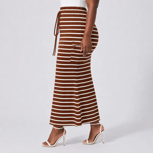Striped Drawstring Maxi Skirt WHD0606388