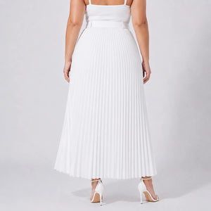 Belted Pleated Maxi Skirt WHD0606390