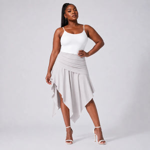 Ruched Asymmetric Midi Skirt WHD0606391