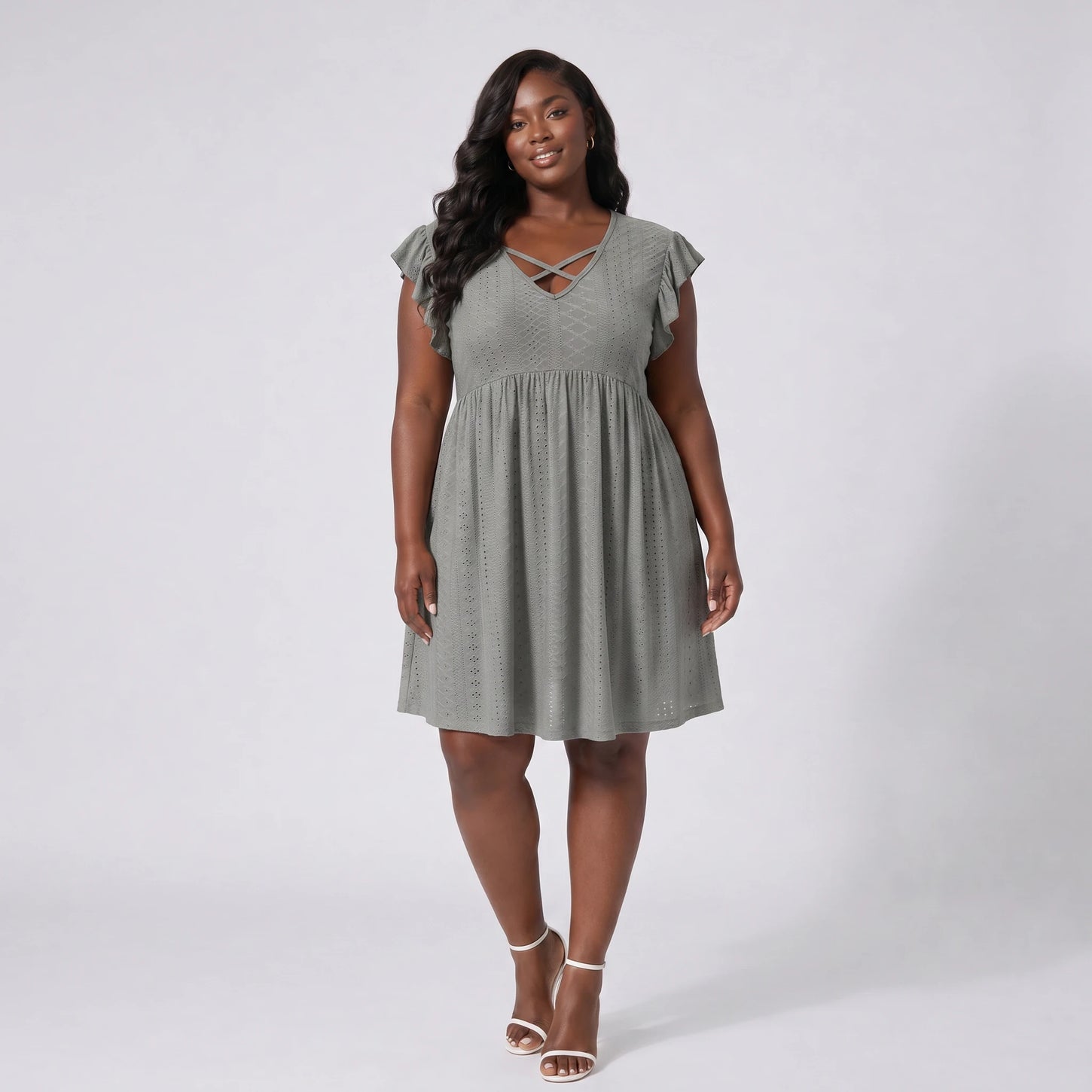 Eyelet Crisscross Babydoll Dress WHD0606401