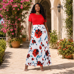 Floral Colorblock Maxi Dress WHD0606403