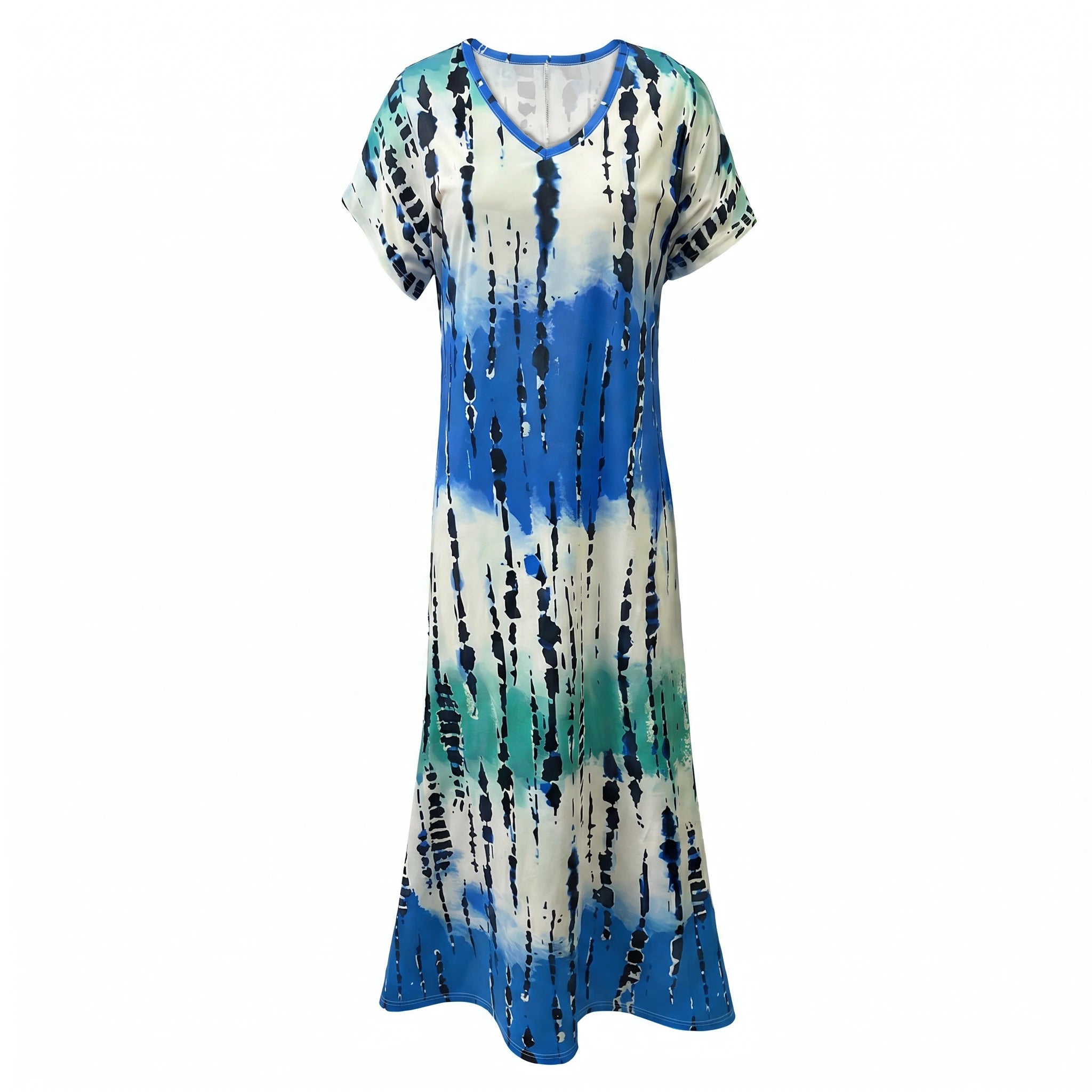 Abstract Print V-Neck Dress WHD0606405