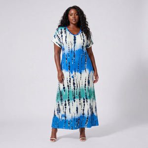 Abstract Print V-Neck Dress WHD0606405