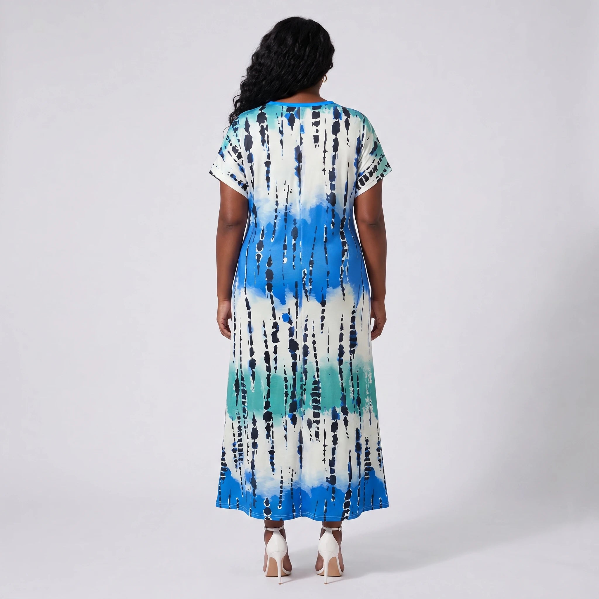 Abstract Print V-Neck Dress WHD0606405