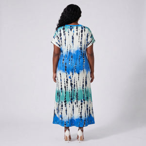 Abstract Print V-Neck Dress WHD0606405
