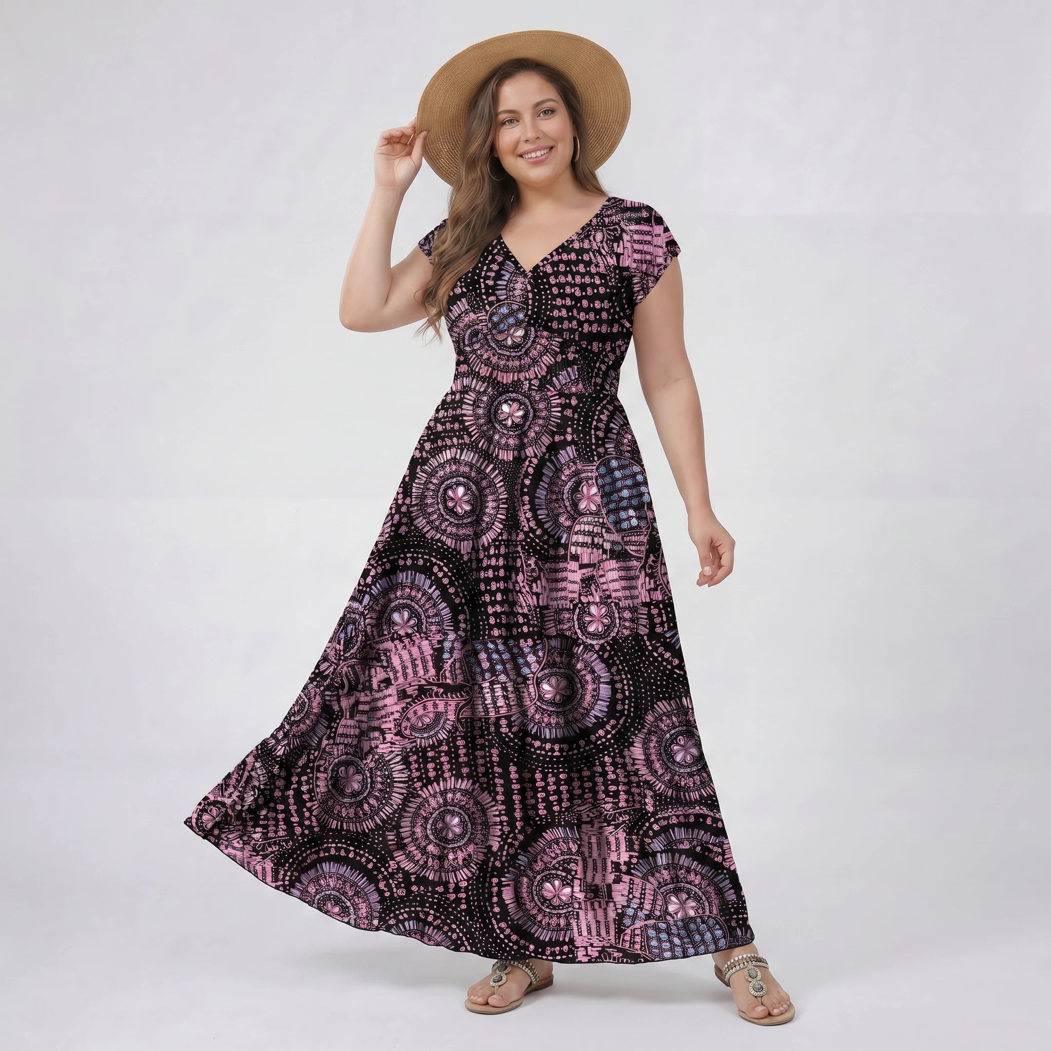 Boho Print Maxi Dress WHD0606406