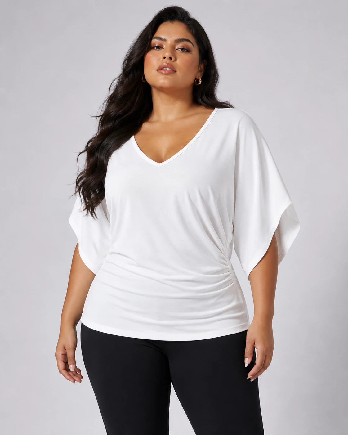 Draped Batwing Sleeve Top WHD0606407