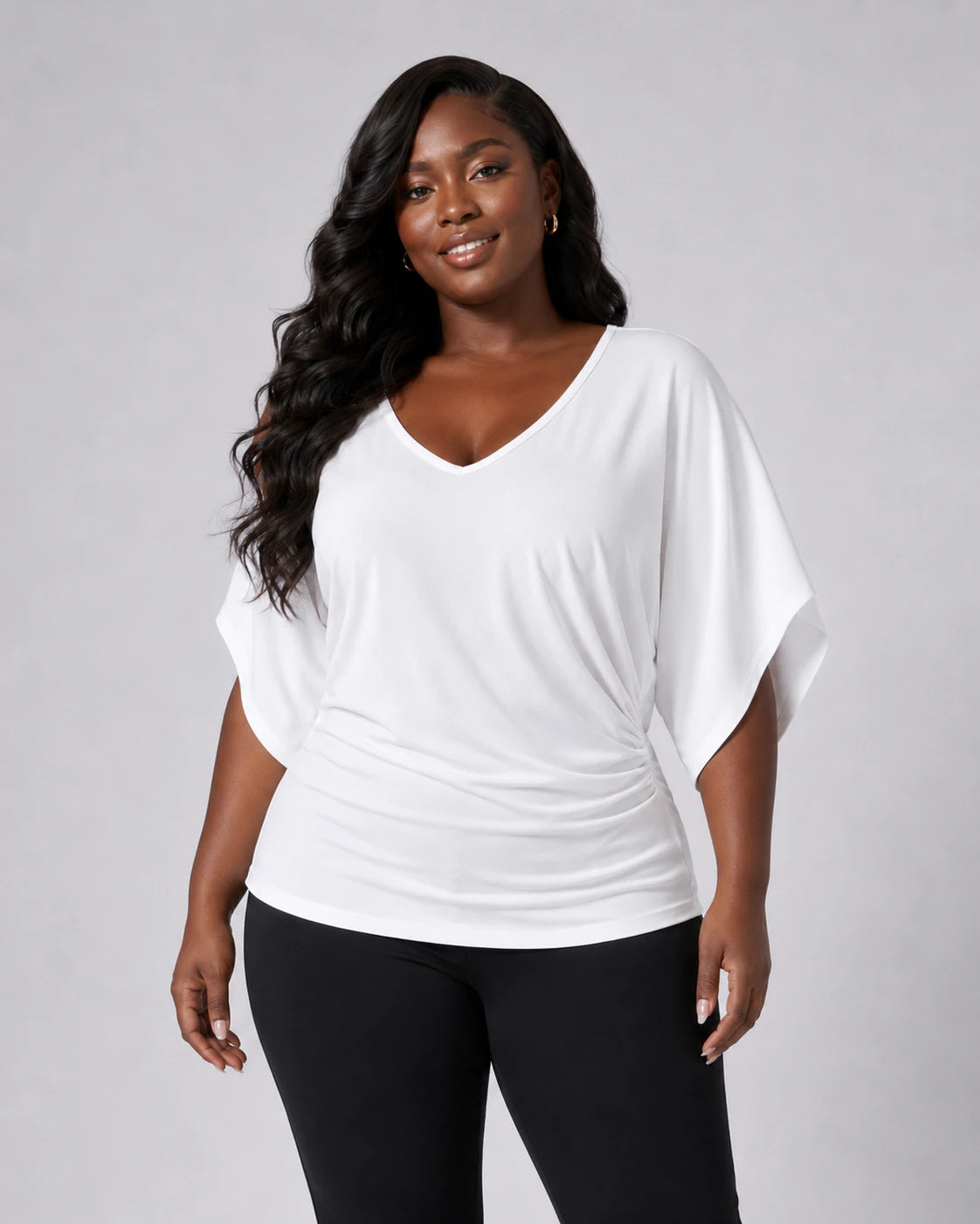 Draped Batwing Sleeve Top WHD0606407