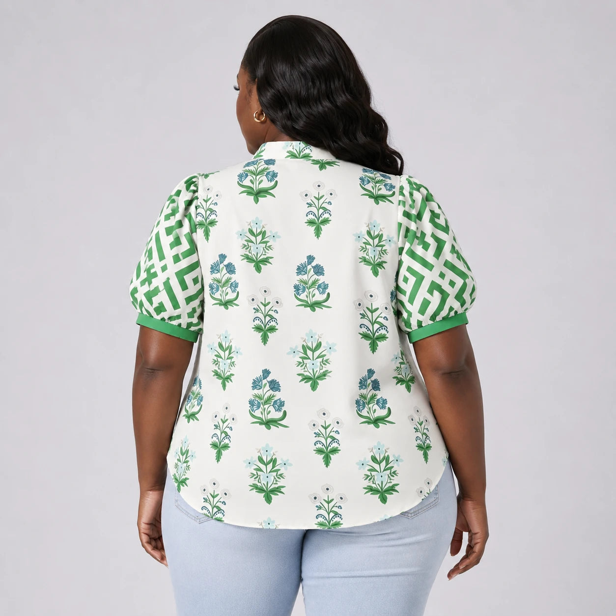 Botanical Puff Sleeve Blouse WHD0606415