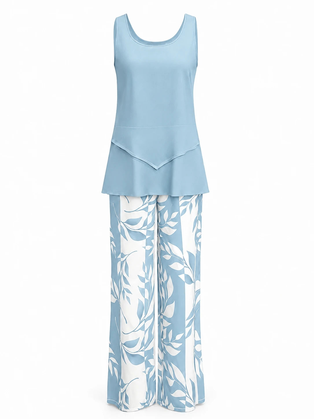 Leaf Print Wide Leg Jumpsuit WHD0606417