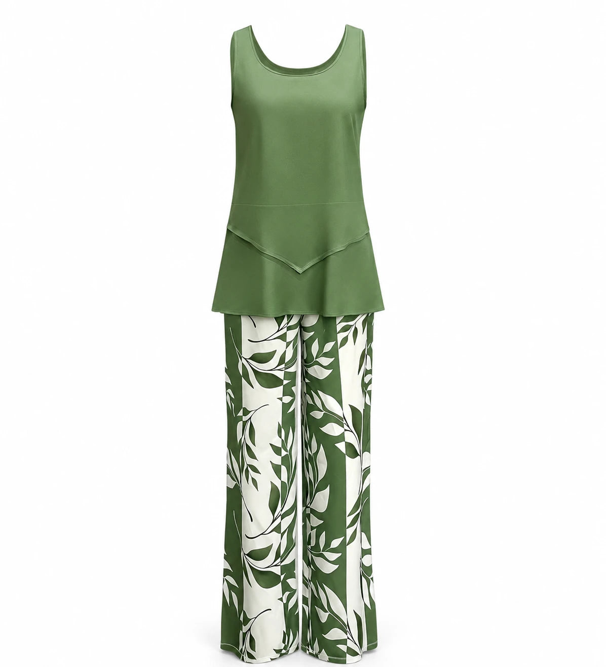 Leaf Print Wide Leg Jumpsuit WHD0606417