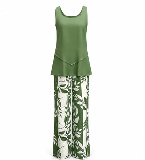 Leaf Print Wide Leg Jumpsuit WHD0606417