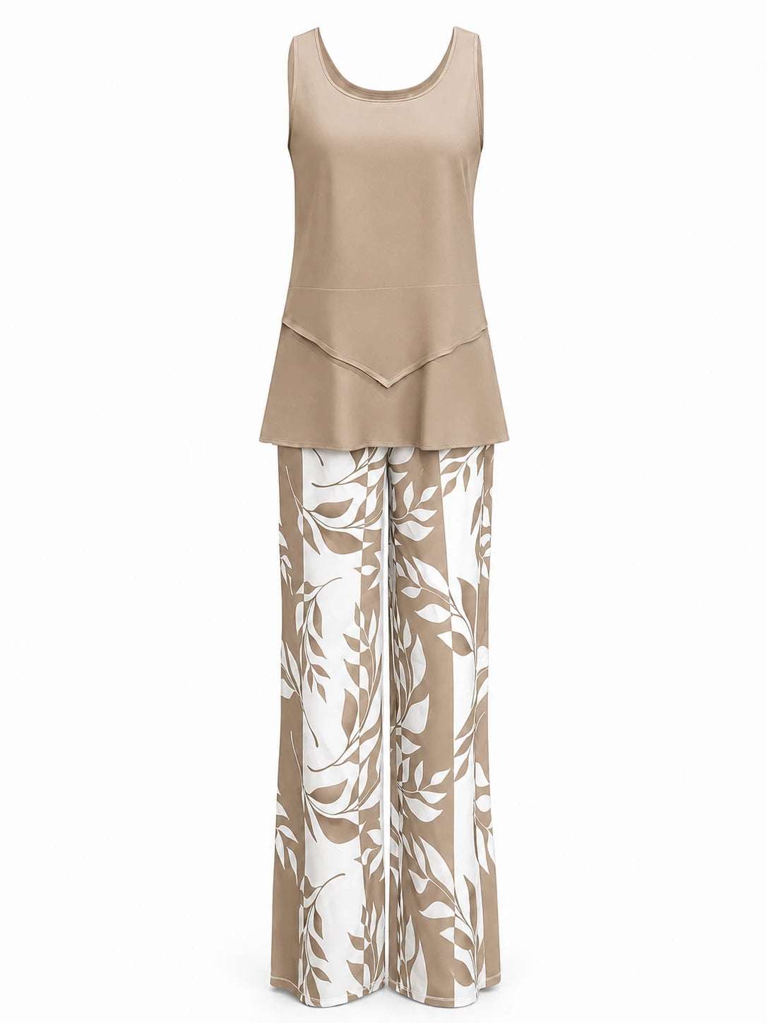 Leaf Print Wide Leg Jumpsuit WHD0606417