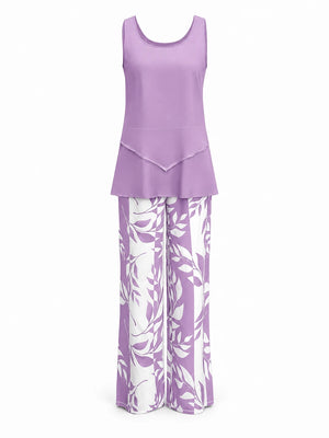 Leaf Print Wide Leg Jumpsuit WHD0606417
