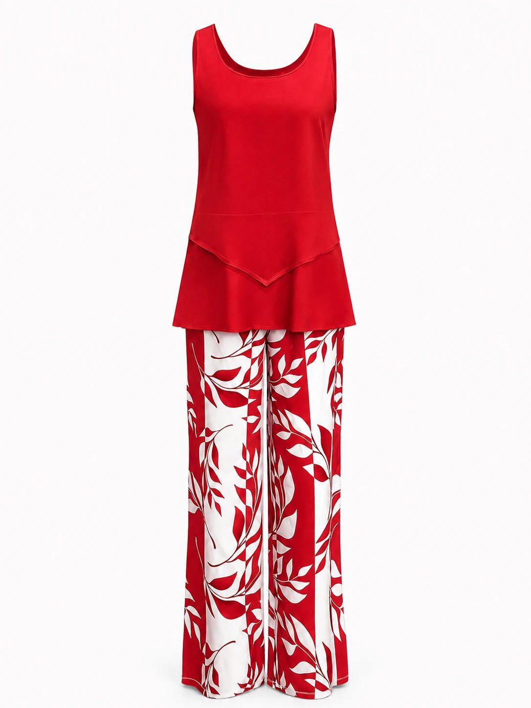 Leaf Print Wide Leg Jumpsuit WHD0606417