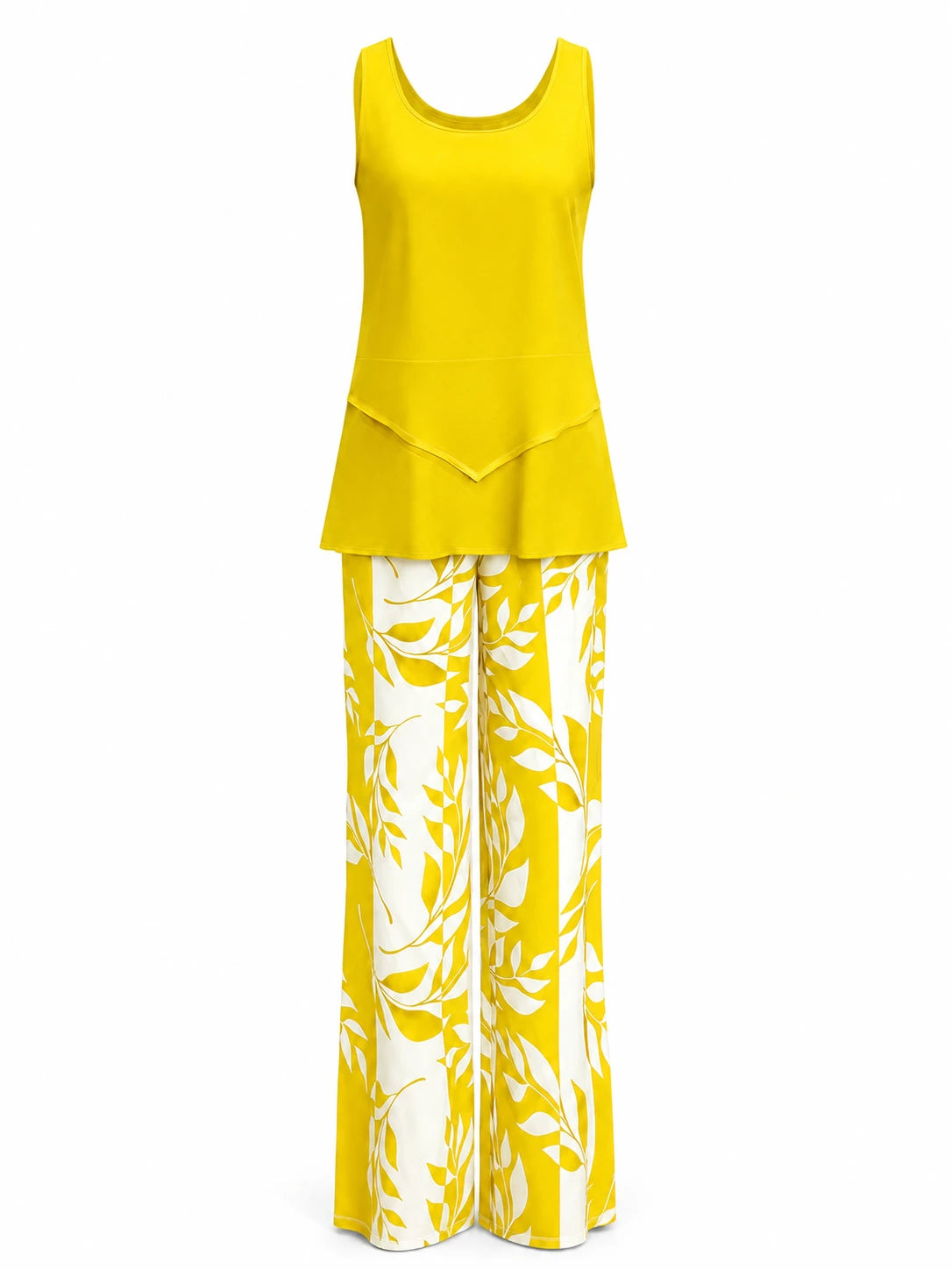 Leaf Print Wide Leg Jumpsuit WHD0606417