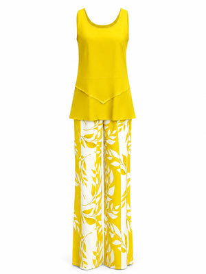 Leaf Print Wide Leg Jumpsuit WHD0606417