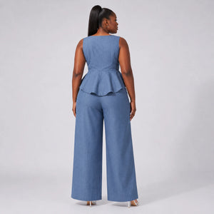 Lace-Up Peplum Pant Set WHD0606419
