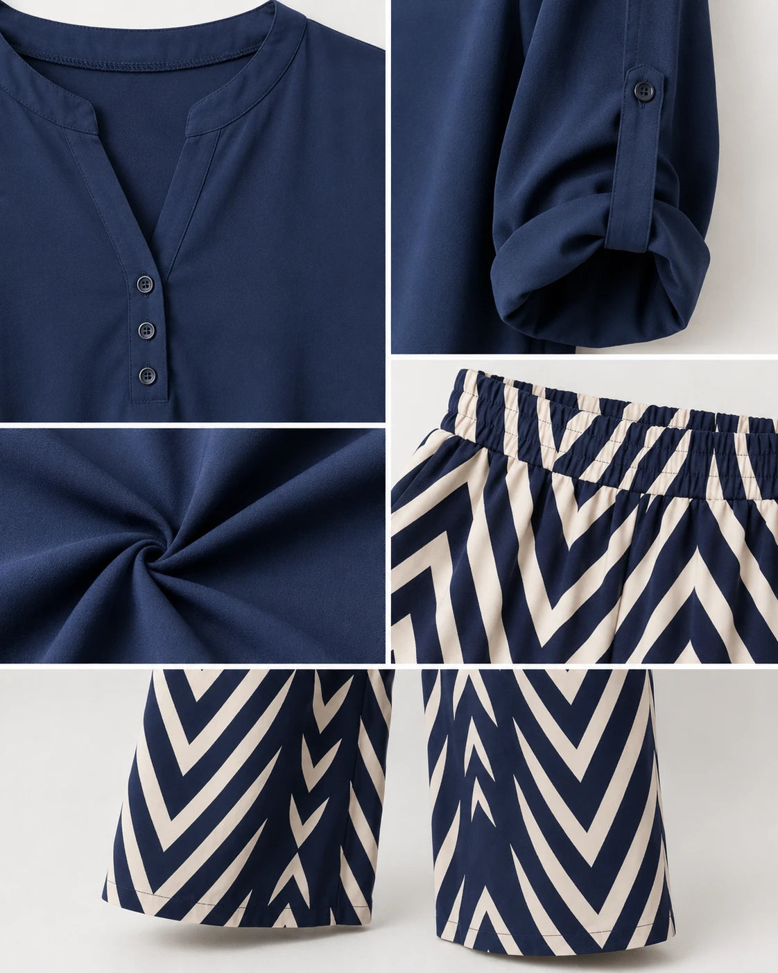 Chevron Wide Leg Pants Set WHD0606422