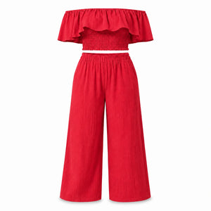 Off-Shoulder Wide Leg Set WHD0606423
