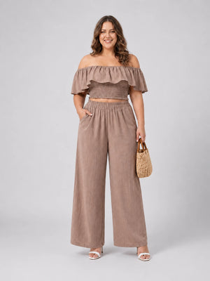 Off-Shoulder Wide Leg Set WHD0606423