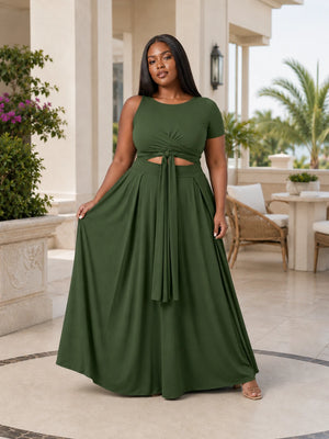 Twist Front Maxi Skirt Set WHD0606426