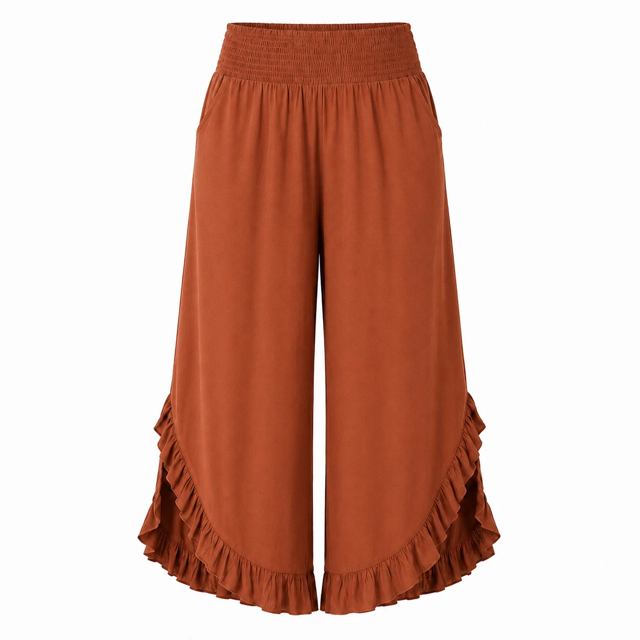 Ruffle Hem Wide Leg Pants WHD0606435