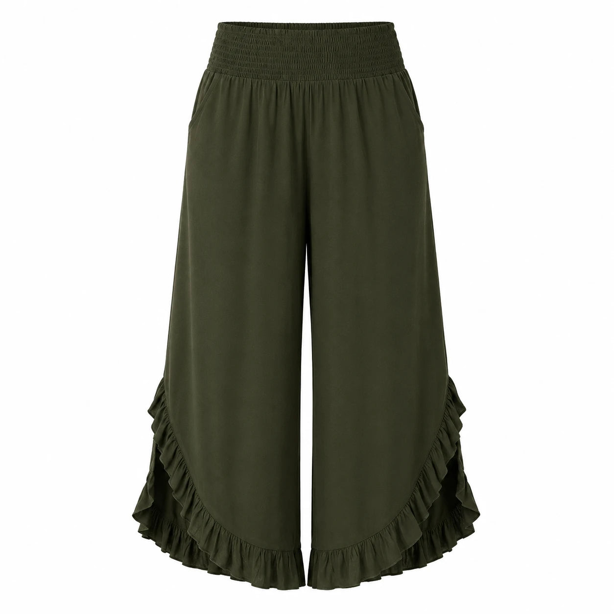 Ruffle Hem Wide Leg Pants WHD0606435