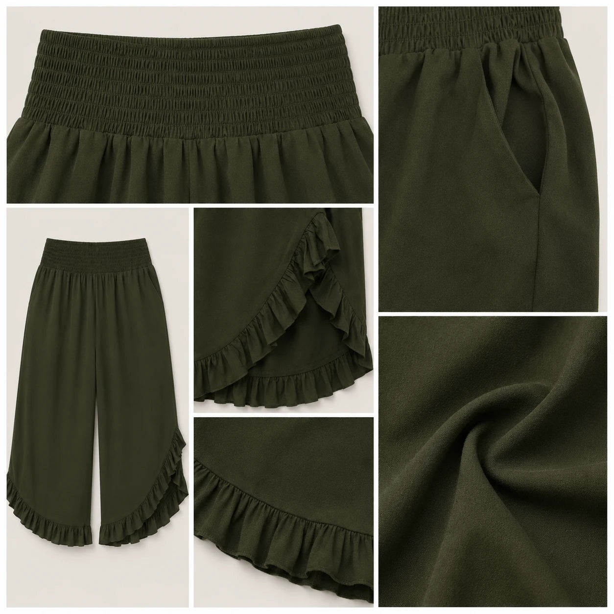Ruffle Hem Wide Leg Pants WHD0606435