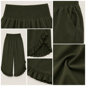 Ruffle Hem Wide Leg Pants WHD0606435
