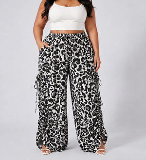 Leopard Print Wide Leg Pants WHD0606436