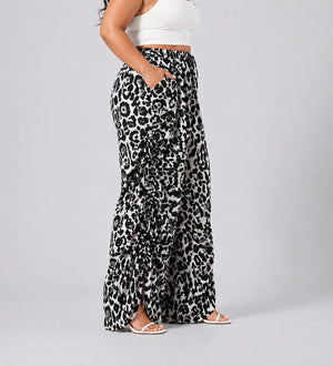 Leopard Print Wide Leg Pants WHD0606436