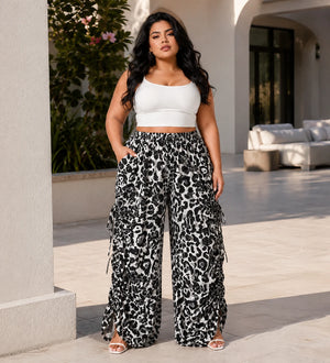 Leopard Print Wide Leg Pants WHD0606436