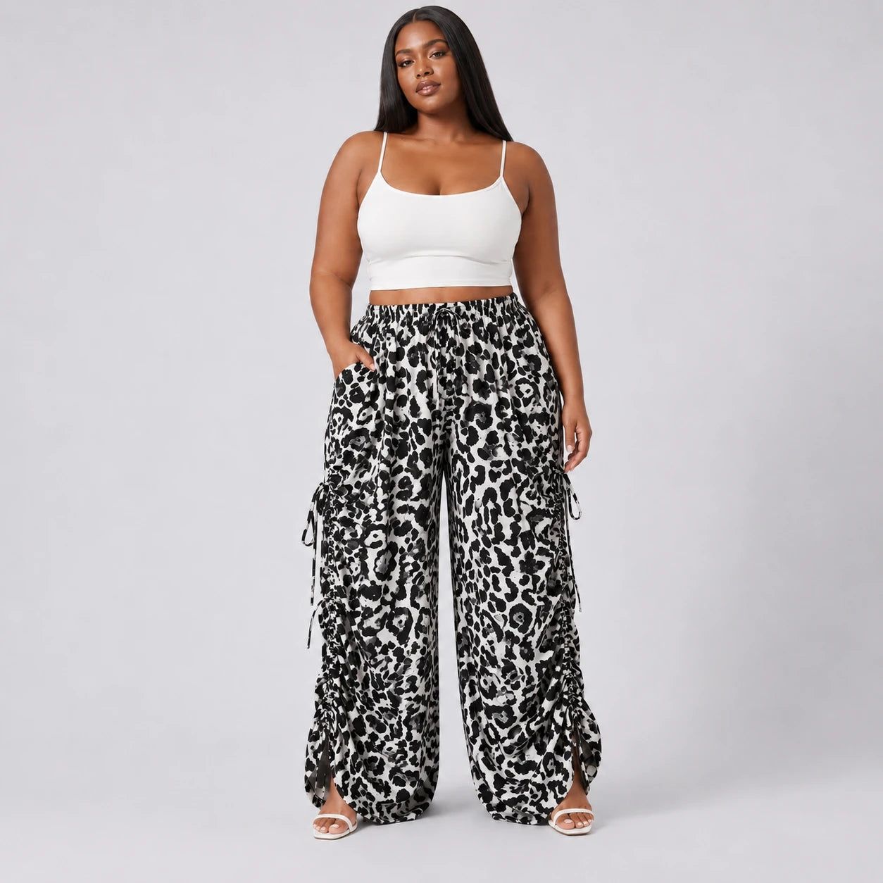 Leopard Print Wide Leg Pants WHD0606436