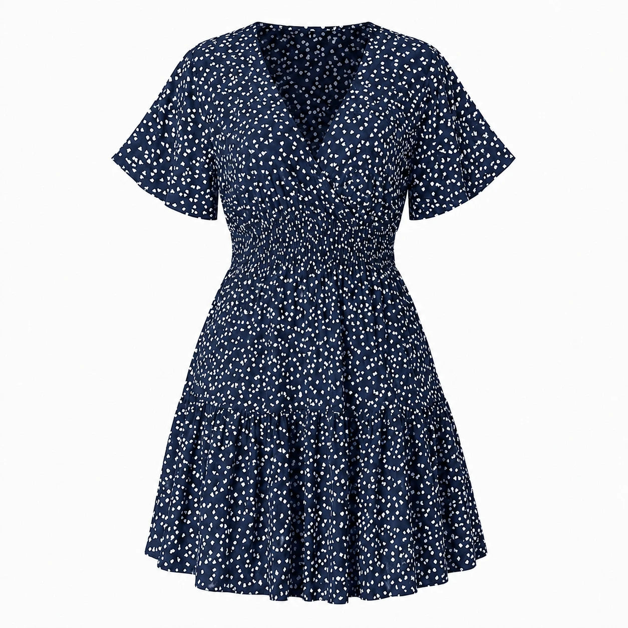 Printed V-Neck Mini Dress WHD0606437