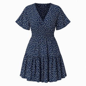 Printed V-Neck Mini Dress WHD0606437