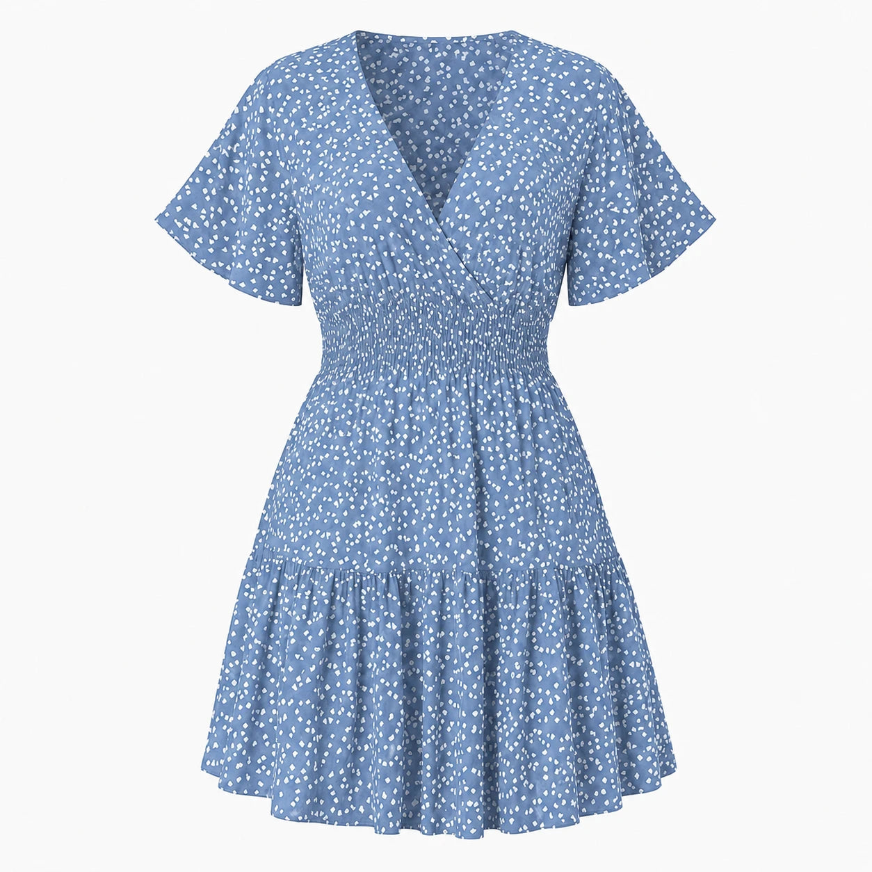 Printed V-Neck Mini Dress WHD0606437