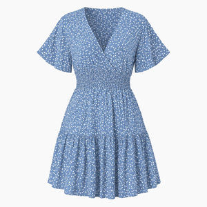 Printed V-Neck Mini Dress WHD0606437