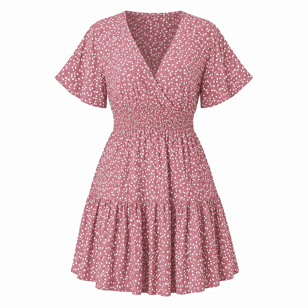 Printed V-Neck Mini Dress WHD0606437