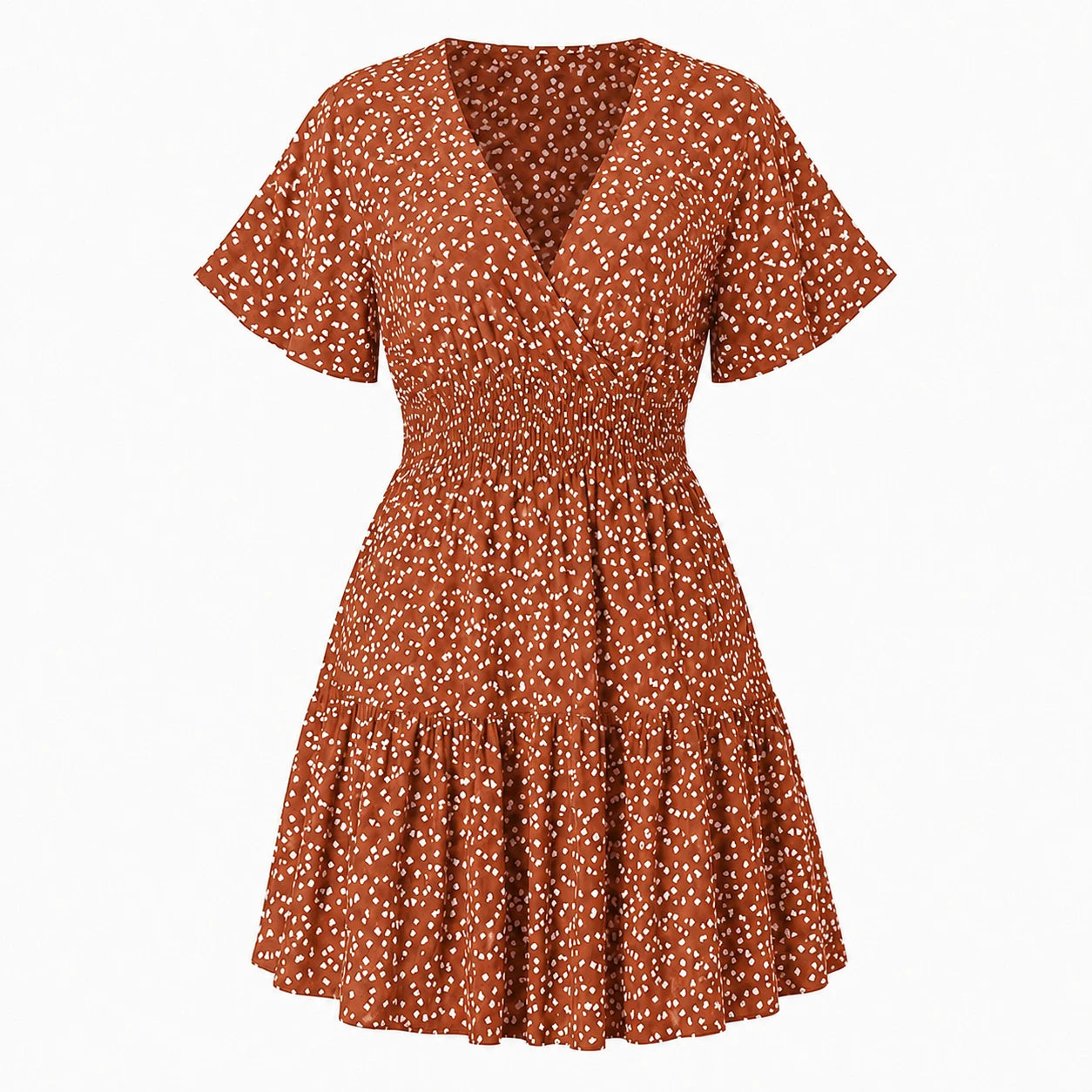 Printed V-Neck Mini Dress WHD0606437