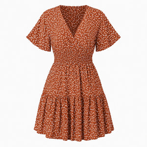 Printed V-Neck Mini Dress WHD0606437