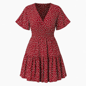 Printed V-Neck Mini Dress WHD0606437