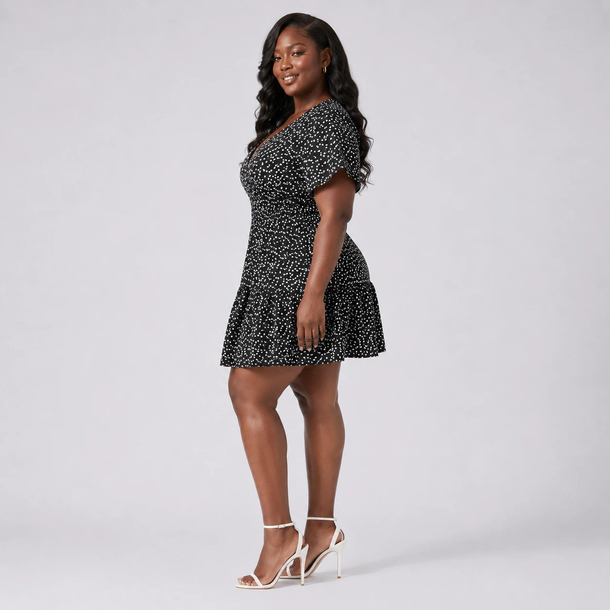 Printed V-Neck Mini Dress WHD0606437