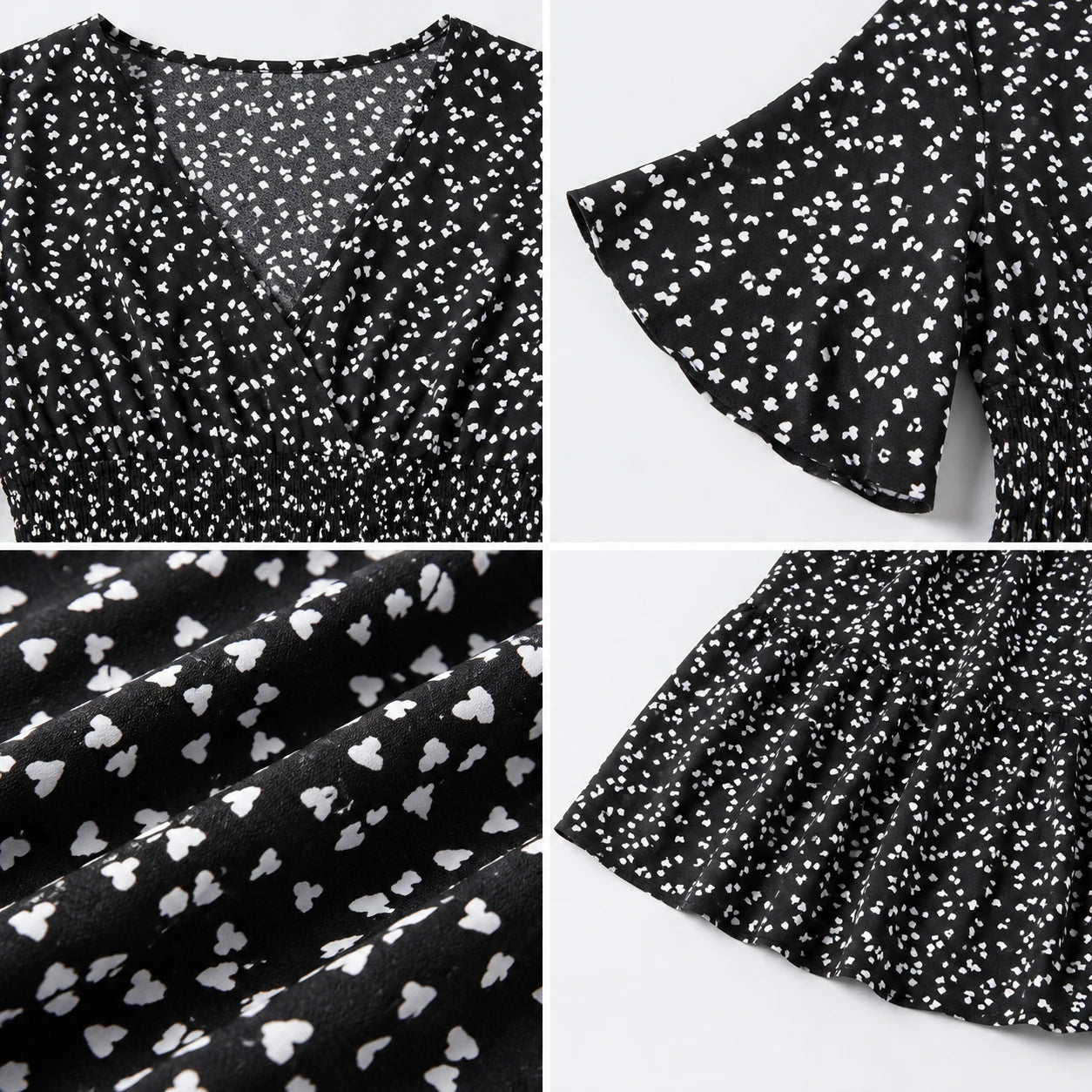 Printed V-Neck Mini Dress WHD0606437