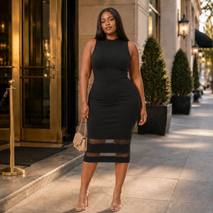 Mesh Hem Bodycon Dress WHD0606438
